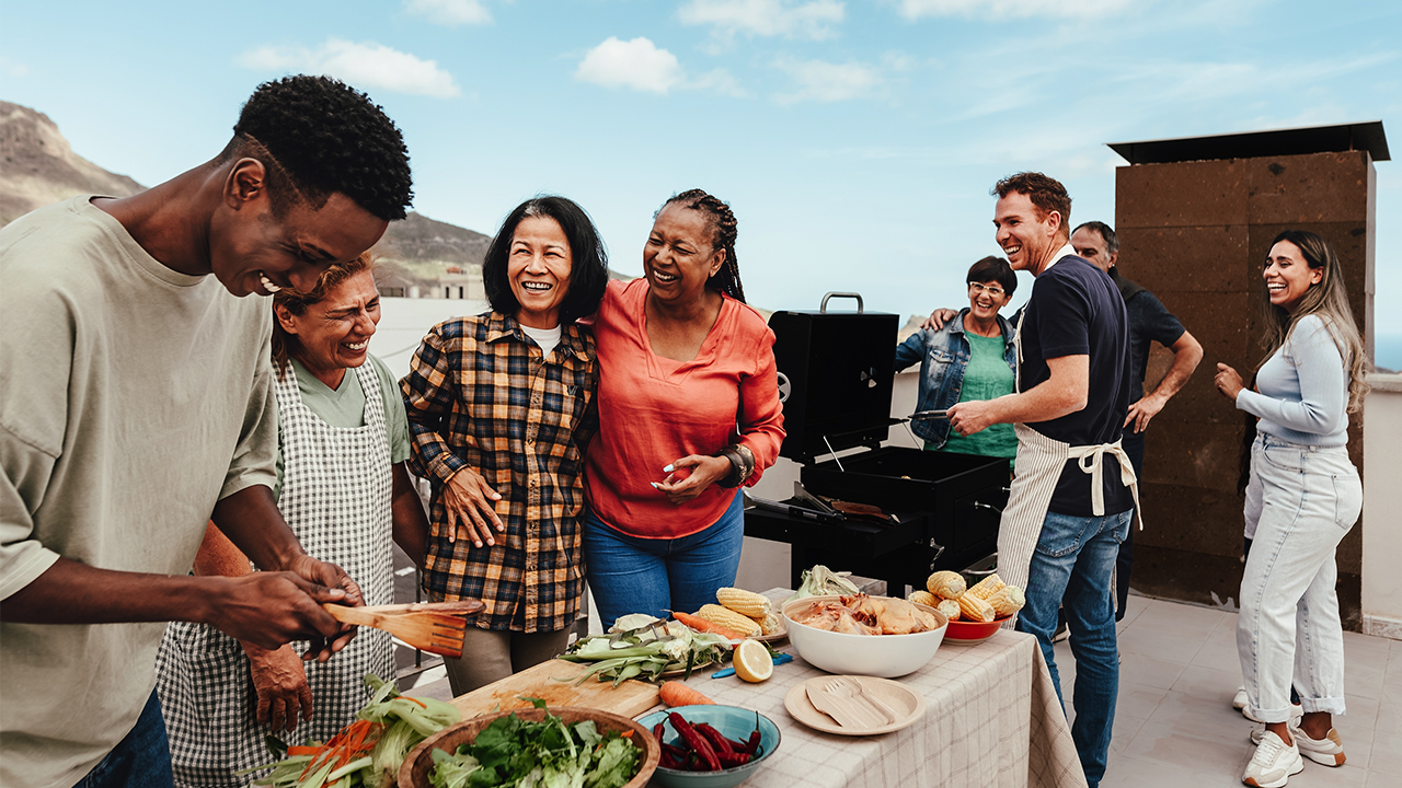 Image of group having a BBQ Image of group having a BBQ